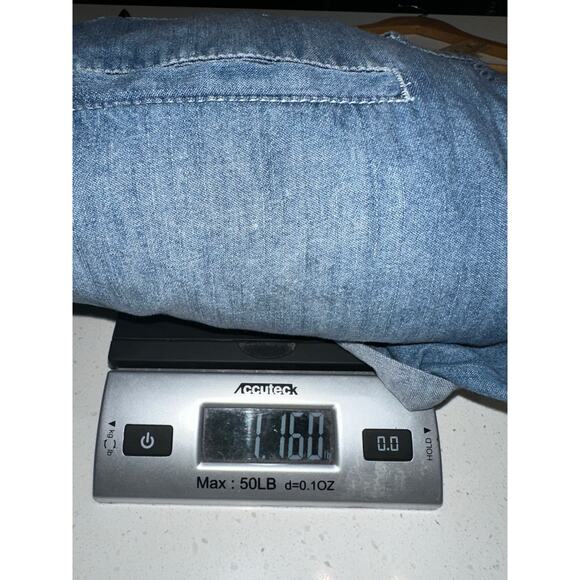 Free People Rivet Romper Utility Denim Chambray Button Front Long Sleeves M - Picture 7 of 7